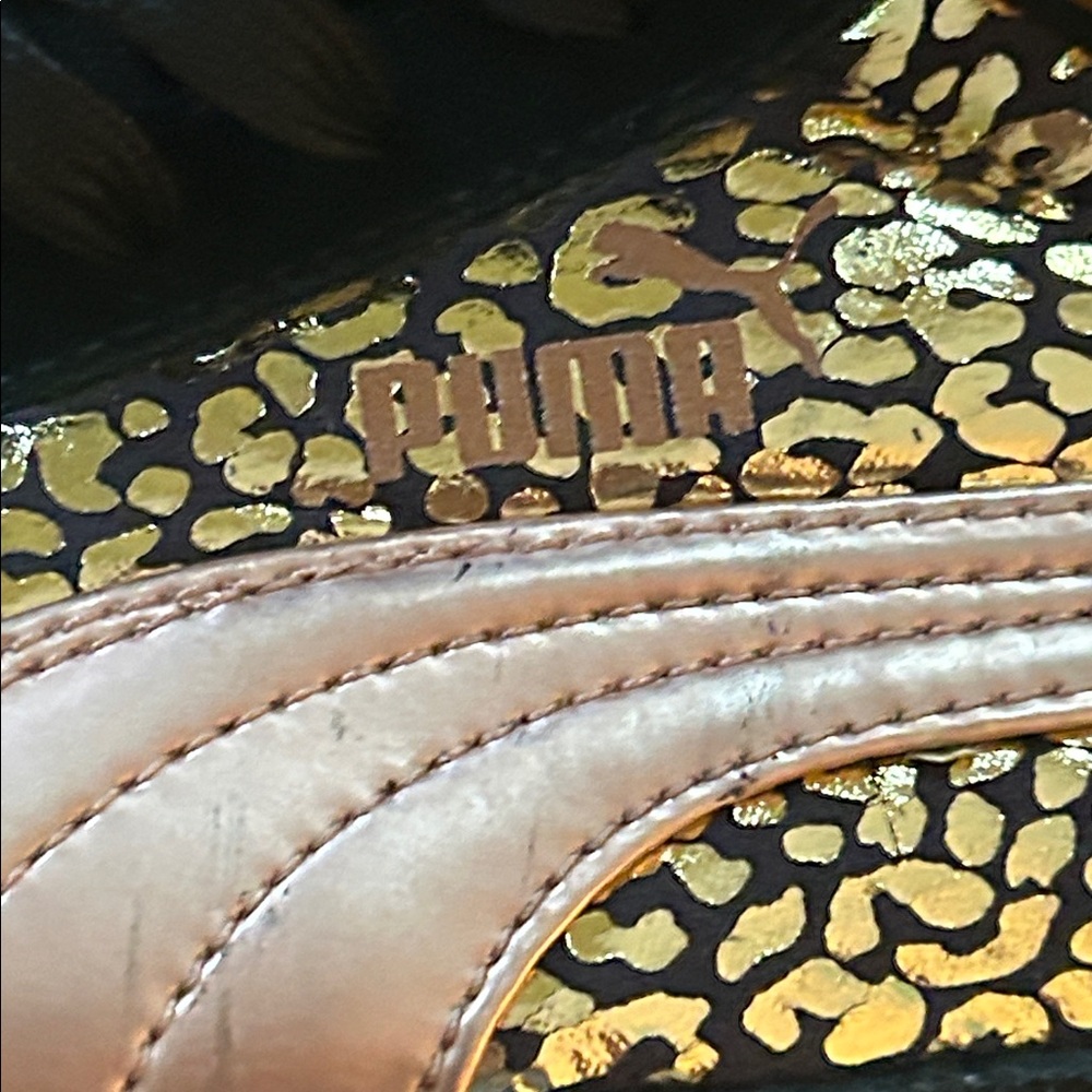 Puma Women's Black and Gold Leopard Sneakers - Picture 9 of 11